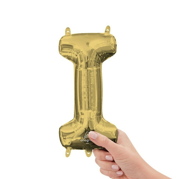 16 inch Letter I - Anagram - White Gold (Air-Fill Only) Foil Mylar Balloon - Party Supplies Decorations