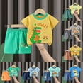 thumbnail image 2 of Gerichy Baby Boy Outfits Toddler Boys Outfits Kids Summer Clothes Cute Tee Shirts and Shorts Cartoon Car Print Boys Short Sleeved Shorts Suit 2 Piece- Short Sleeve Set, 2 of 4