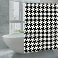 thumbnail image 3 of Black And White Houndstooth Shower Curtain，Washable Waterproof Bathroom Shower Curtain Set With Hooks,71x71 Inch, 3 of 5