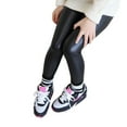 thumbnail image 2 of Mercatoo Black Leggings for Kids Toddler Girls Shiny Metallic Dance Leggings 𝐅aux Leather Pants Shiny Strech Leggings Tights, 2 of 8