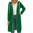 thumbnail image 6 of Women Casual Zip up Polyester Hoodies, Long Hoodie Tunic Jackets Long Sleeve Sweater Dress with Side Pockets Green 2XL, 6 of 7