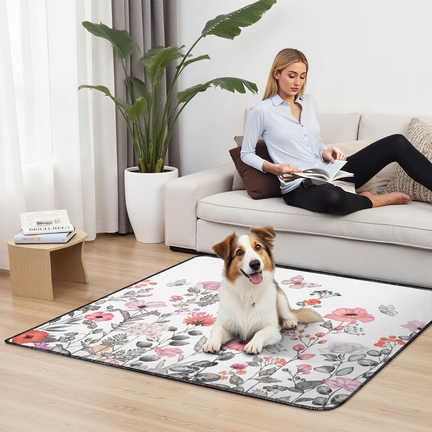 Jumbo 48x48 Inch Reusable Puppy Training Pads 2-Count, Super Absorbent Washable Dog Training Mats, Leakproof & Skid-Resistant for Hardwood Floors, Floral