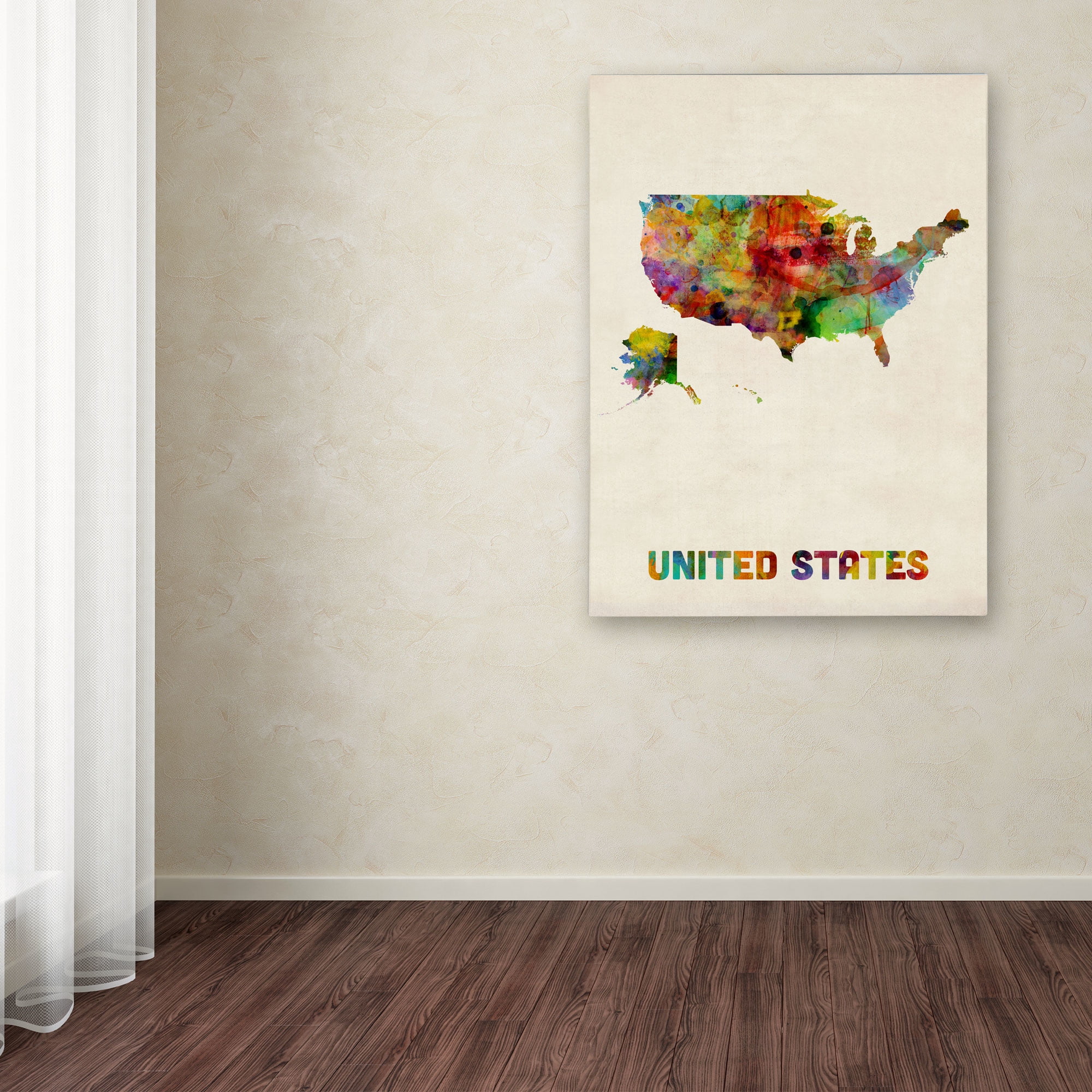 Trademark Fine Art "US Watercolor Map" Canvas Art by Michael Tompsett