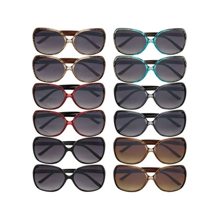 12 Pairs Vox Trendy Sunoptics Womens Plastic Sunglasses 100% UVA UVB