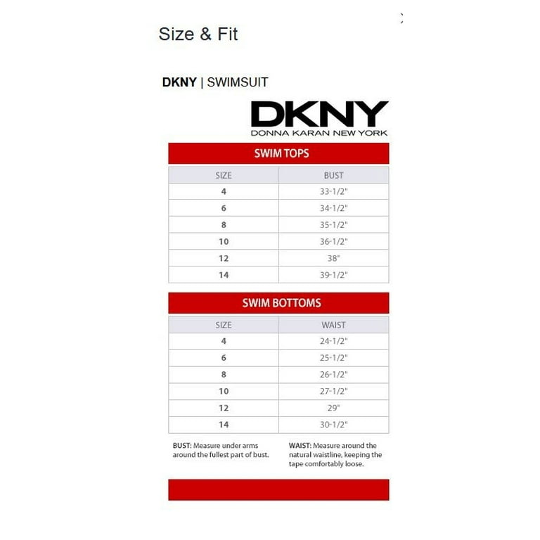 dkny bathing suit size chart