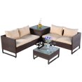 thumbnail image 1 of Gymax 4 PC Patio Garden Rattan Wicker Furniture Set Brown, 1 of 8