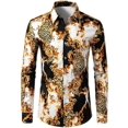 thumbnail image 1 of Camisa de fiesta informal luminosa de lujo para hombre, traje de solapa con botones para fiesta, camiseta de manga larga, suave y cómoda, primavera y otoño de, 1 of 6