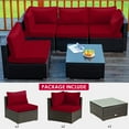 thumbnail image 5 of Costway  5PCS Patio Rattan Furniture Set Cushioned Sofa Chair Coffee Table Red, 5 of 11