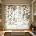 thumbnail image 6 of huayou 2 Pack Printed Kitchen Tier Curtains, 27.56x39.4 Inch Black Sketch Floral Pattern Short Window Curtains, for Indoor Kitchen Farmhouse Home Window Decor, 6 of 7