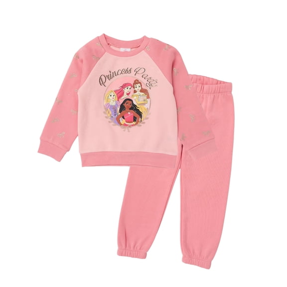Disney Princess Toddler Girls’ Outfit Set - Two Piece Sweatshirt with Metallic Ink & Jogger Pants (5T)