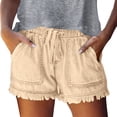 thumbnail image 2 of HOWPAY Baggy Jean Shorts Womens Solid Color Stretchy High Waisted Denim Bottoms with Pockets Summer Casual Loose Fit Y2k Shorts Beige M, 2 of 6
