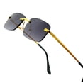 thumbnail image 2 of Rimless Sunglasses Men Rectangle Blue Lens Gold Frame Fashion Shades Hip Hop New, 2 of 7