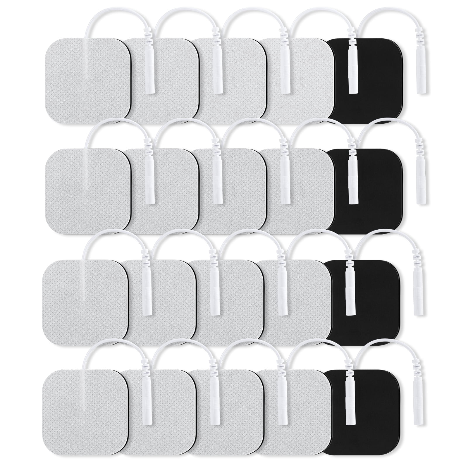 TENS Unit Replacement Pads 10 Pairs, 2mm Pin Connector, 2 x 2 Inches Square Tens Pads, Reusable Self-Adhesive Electrode Patches for EMS Muscle Stimulator, Skin-Friendly Non-Irritating