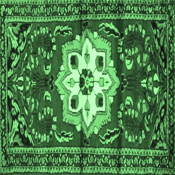 Ahgly Company Indoor Square Persian Emerald Green Traditional Area Rugs, 3' Square