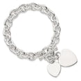 thumbnail image 4 of Sterling Silver Bracelet with station 21 mm 7.75 in Engraveable Heart Disc on Fancy Link Toggle, 4 of 5