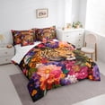 thumbnail image 3 of Homewish Jungle Wildlife Cheetah 7-Piece Twin Bedding Sets,Retro Rustic Flower Bedding Comforter Set,Pink Orange Purple Sheet Sets For Teens,Ultra Soft Home Decor Reversible, 3 of 8