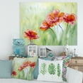 thumbnail image 2 of Designart ' Red Blossoming Poppies Over Wild Green I ' Traditional Canvas Wall Art Print, 2 of 4