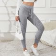 thumbnail image 3 of Quixlent Yoga Pants High Elastic Adjustable Drawstring Tight Pants Solid Color Ribbed Slim Butt Lifting Versatile Leggings, 3 of 7