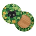 thumbnail image 2 of Renewold Bar Stool Covers Round, 2 Pack Stretch Circle Stool Slipcover 12-14 Inch Irish Round Stool Slipcovers for Coffee Bar Office St Patricks Day Decor, Black Cat Shamrock Green, 2 of 6