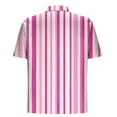 thumbnail image 4 of Tops for Men under $5 Short Sleeve Stripe Turdown Collar Button Up Casual Summer Shirt Pink M, 4 of 5