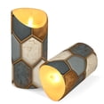 thumbnail image 3 of Football Liked Hexagonal Tile Flickering Flameless Candles with Remote Timer Battery Operated LED Tealight Set of 2 S, 3 of 8
