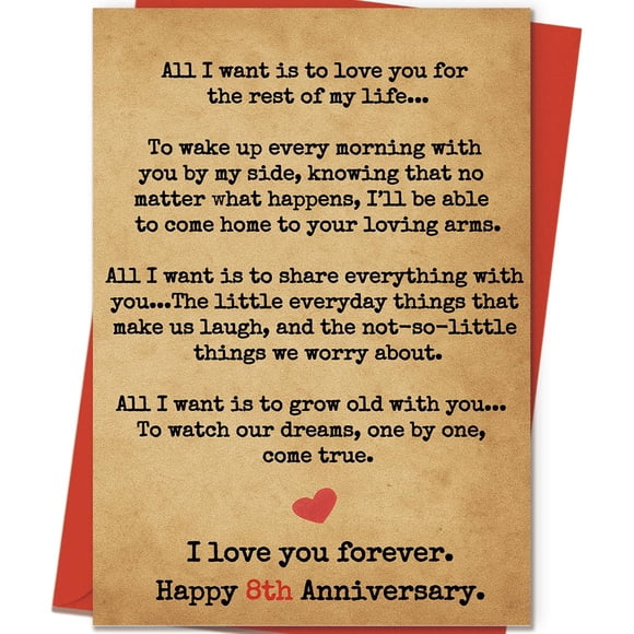 Tarjeta de aniversario ICOOLYI Tarjeta romántica de 8 aniversario