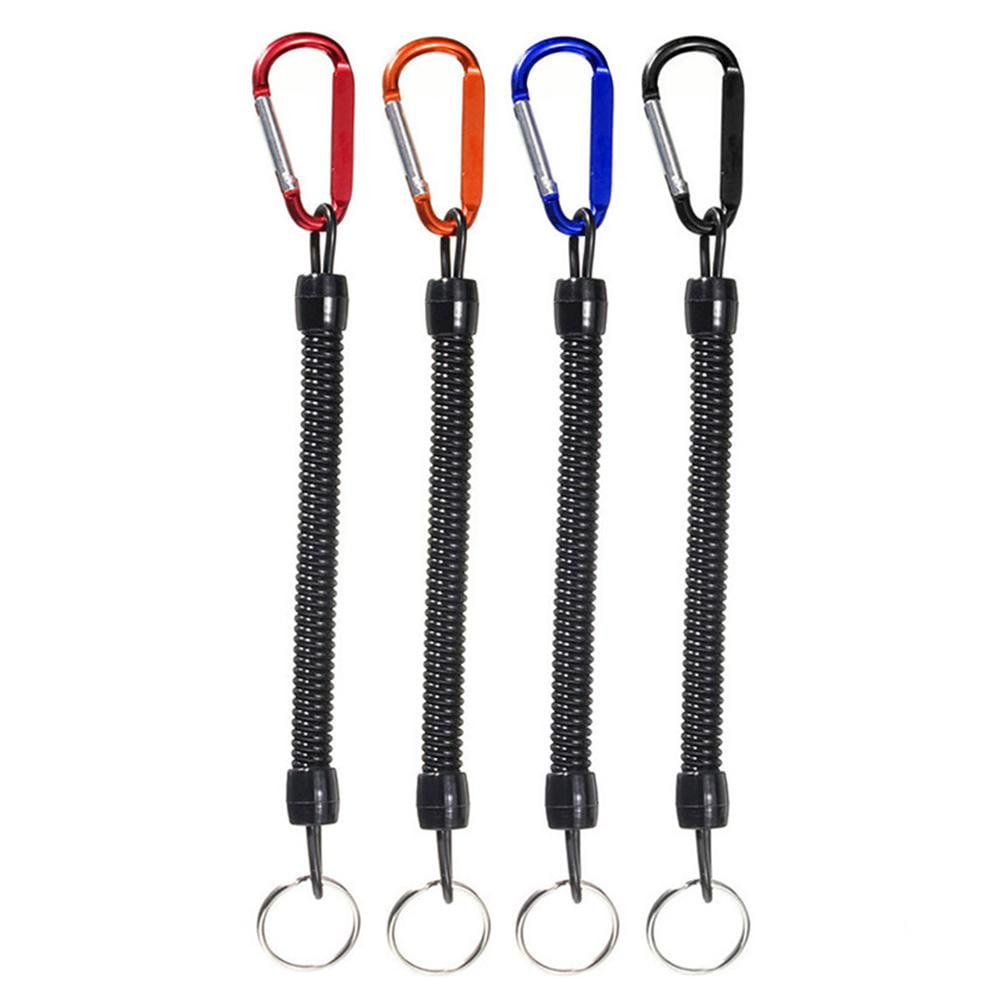 4 Pcs Fishing Lanyard Retractable Spiral Key Ring with Carabiner Safety