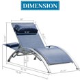 thumbnail image 5 of Outdoor Chaise Lounge Set of 2, Patio Recliner Chairs with Adjustable Backrest and Removable Pillow for Beach Pool Sunbathing Lawn (Blue), 5 of 6