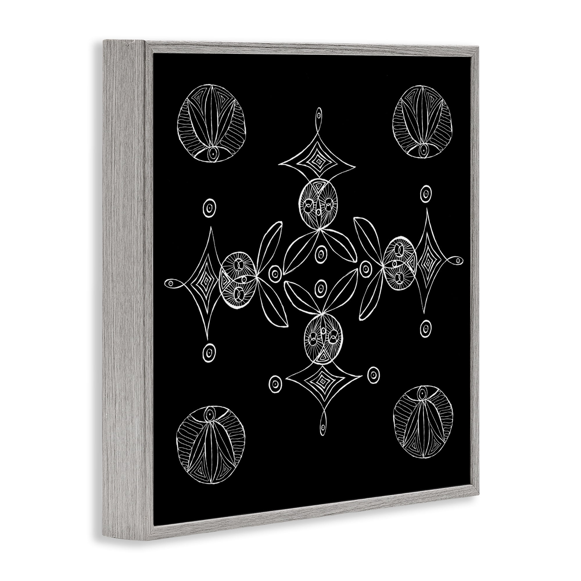 Stupell Industries Simple Monochrome Fractals Gray Framed Giclee Art, design by El Perkin