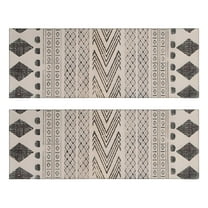 Kitchen Rugs Sets Of 2,Boho Black and White Tribal Ethnic Pattern Anti Fatigue Kitchen Mat Rugs Non Slip Washable,Decorative Kitchen Floor Mats for Kitchen,Sink,Laundry,17"X47"