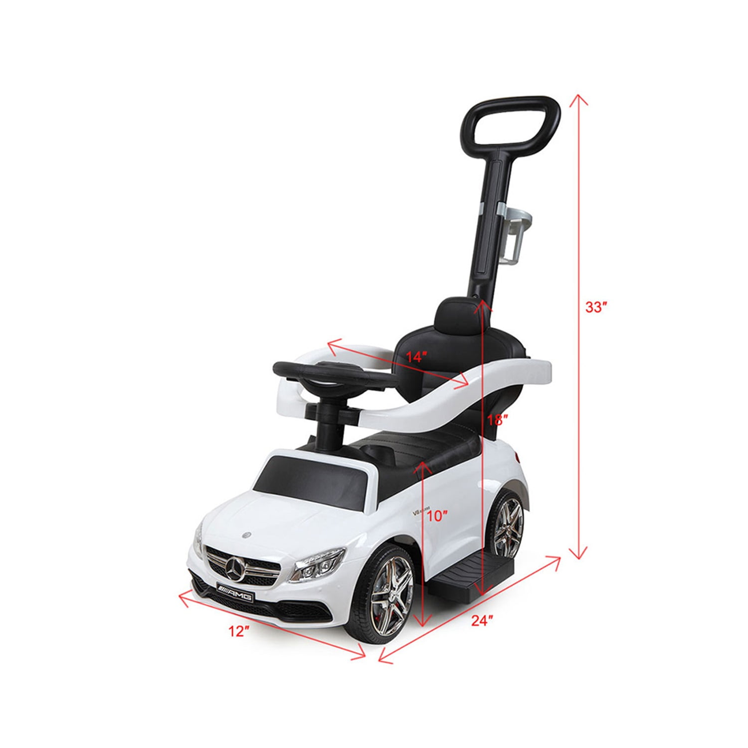 CIPACHO Kids Ride On Push Cars, Foot Operated Walker Stroller with Music, Horn, Multi Function Ride-On Stroller Push Car for Children Child, White