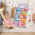 thumbnail image 4 of Costway 3-In-1 Kids Art Easel with Stool Magnetic Dry-Erase Board with Book Rack Pink, 4 of 10