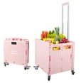 thumbnail image 2 of WOOW DEPOT 100lbs Folding Shopping Cart Utility 70L Large Capacity Tote Bin Portable Trolley Grocery Rolling Basket w/ Detachable Lid Adjustable Alloy Handle Wheels Brakes, 2 of 8