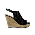 thumbnail image 3 of BLISSFUL STEP Chaussures pour Femmes à Bout Ouvert à Plateforme avec Lacets Sandales Compensées Noires 9, 3 of 8