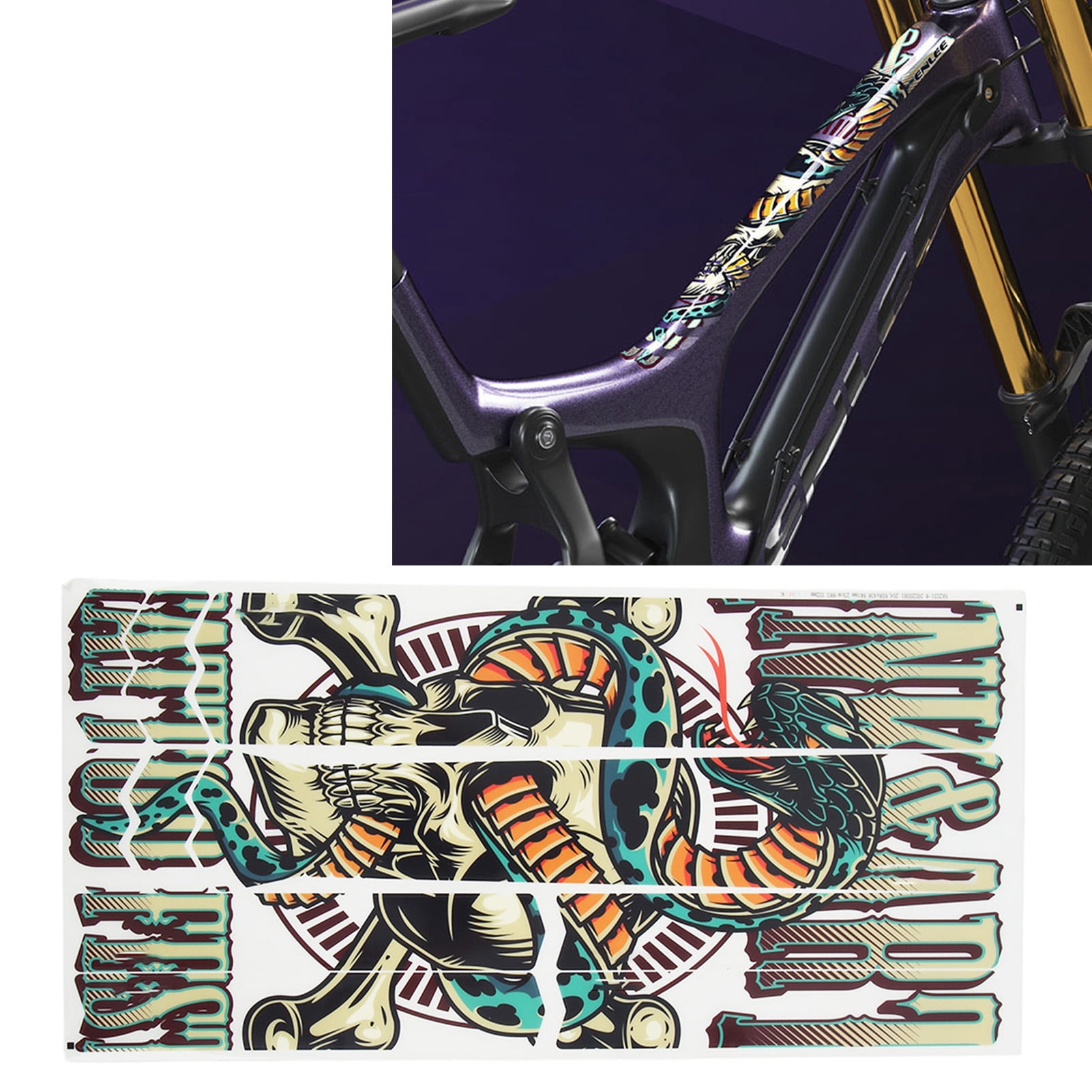 ENLEE Protection Cadre Vélo – Film TPU 200 µm, Autocollant, Personnalisable, Style Serpent, Imperméable