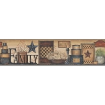 York Wallcoverings Country Keepsakes Family Shelf Border Wallpaper