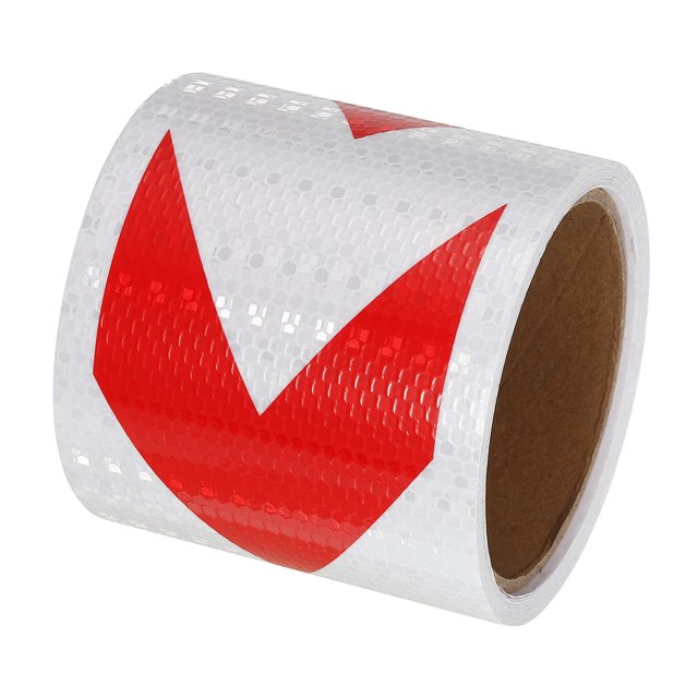 Unique Bargains Reflective Tape, 4' x 16 FT Arrow Waterproof Adhesive Safety Tape, White Red