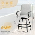 thumbnail image 4 of Walsunny 2 Piece Outdoor Swivel Metal Bar Stools Patio Height Textilene Chairs with High Back and Armrest, Light Gray, 4 of 7