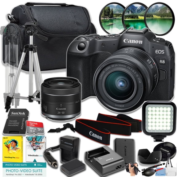 Canon EOS R8 Full Frame Mirrorless Camera   RF 24-50mm F4.5-6.3 IS STM Lens 5803C012 (International Version)