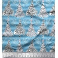 thumbnail image 1 of Soimoi Blue Silk Fabric Stripe,Bird & Tree Christmas Decor Fabric Printed Yard 42 Inch Wide, 1 of 3