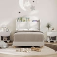 thumbnail image 2 of Bingirl Beige Twin Size Bed Frame with Headboard, Built-in LED Lights, Velvet Upholstered Platform Bed with Wing Back, Easy Assembly, No Box Spring Needed, Noise Free, 2 of 8