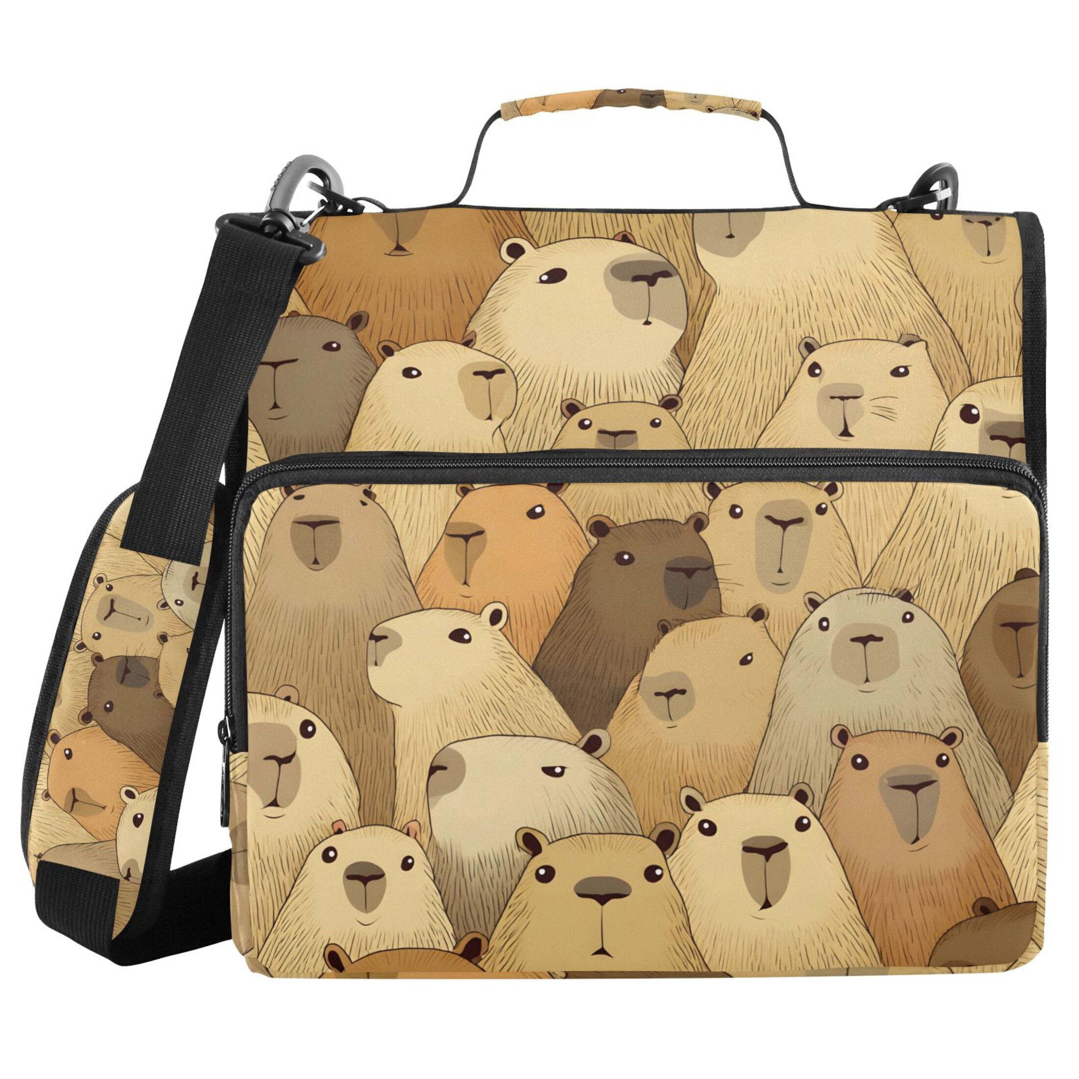 ALAZA Zipper Binder Doodle Capybara 3 Ring Trapper Keeper File Folder Organizer Bag