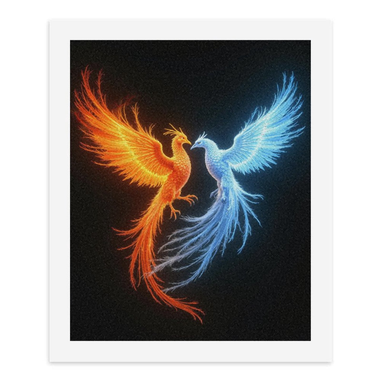 Paint by Numbers Kit for Adults, Dual Phoenixes Fire Ice Energy Paint by Numbers, Easy Paint by Numbers Kit for Adults Beginner, DIY Adult Paint by Number Kits on Canvas, Home Decor