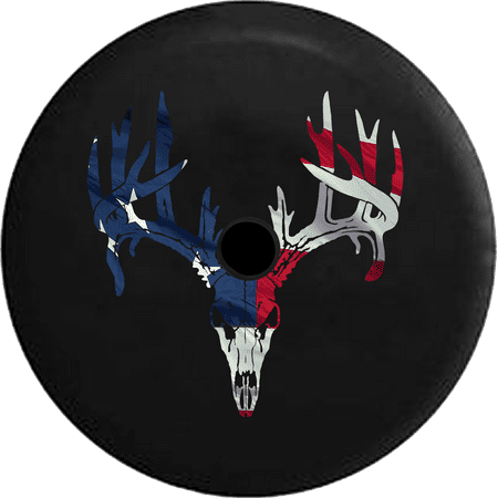2018 2019 Wrangler JL Backup Camera Deer Antlers Skull Distressed Barn Cabin Woods Hunting Spare Tire Cover for Jeep RV 33 (Best Cover Scent For Deer Hunting 2019)