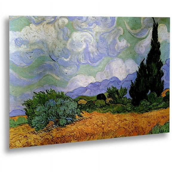 Trademark Fine Art "Wheatfield" Brushed Aluminum Wall Art Art by Vincent van Gogh 16x22