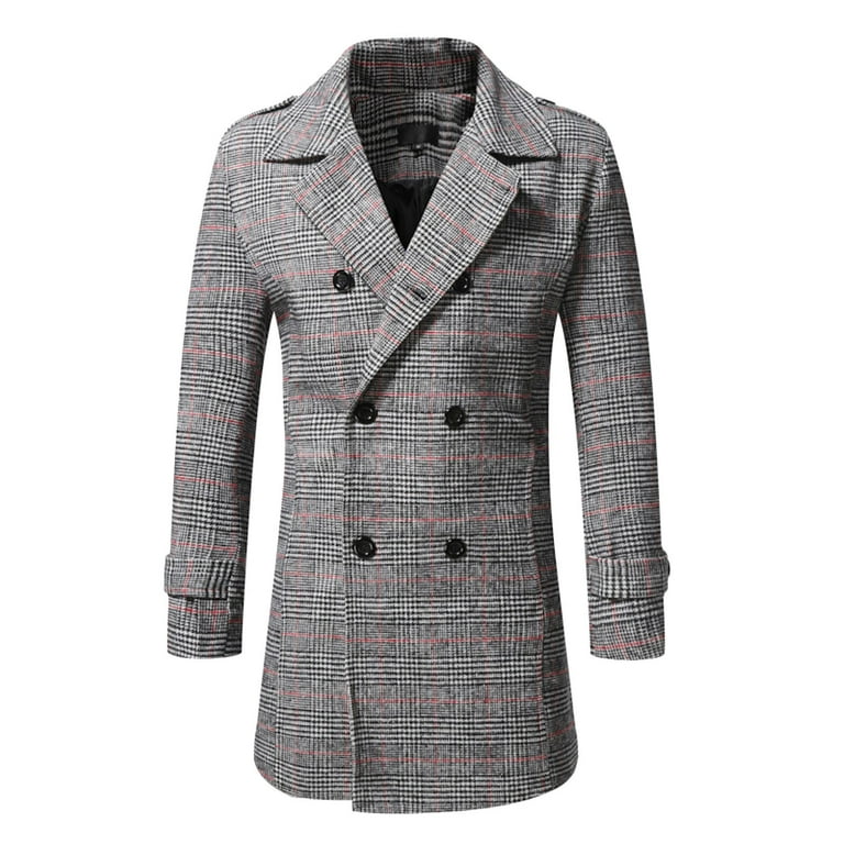 New Model Lapel Business Slim Autumn Mens Leisure Plaid Coat Long Jacket  Outwear