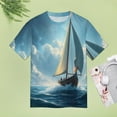 thumbnail image 5 of Sailboat T-Shirt O Neck Retro Print Big Size T-Shirts Short Sleeve Tees Womens Pretty Design, 5 of 5