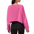 thumbnail image 5 of Lantern Sleeve Women Long Sweatshirt Top Short Round Neck Loose Casual Sportswear, 5 of 5