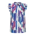 thumbnail image 4 of Ensembles de Femmes Femmes de Dégagement d'Été Tendance Col Rond Imprimé Couleur Décontracté Tee Tops Bleu L, 4 of 8