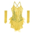 thumbnail image 4 of OOOUM Shine Girls Performance Party Dress Sequin Appliques Tassel Dance Dresses Kids Stage Performance Outfits Sets Yellow 12-13 Years, 4 of 4